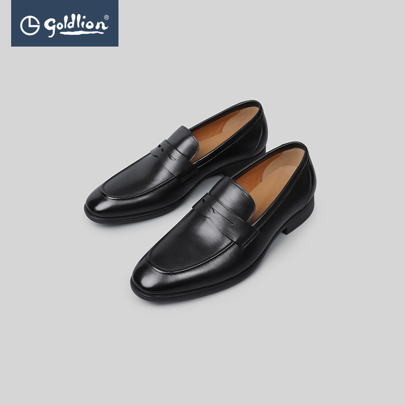 Goldlion/金利来【头层牛皮】男士商务百搭真皮舒适一脚蹬休闲皮鞋