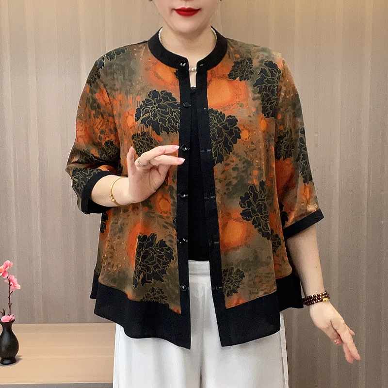 882 夏季清凉开衫妈妈装气质中式唐装风格优雅中老年女装上衣