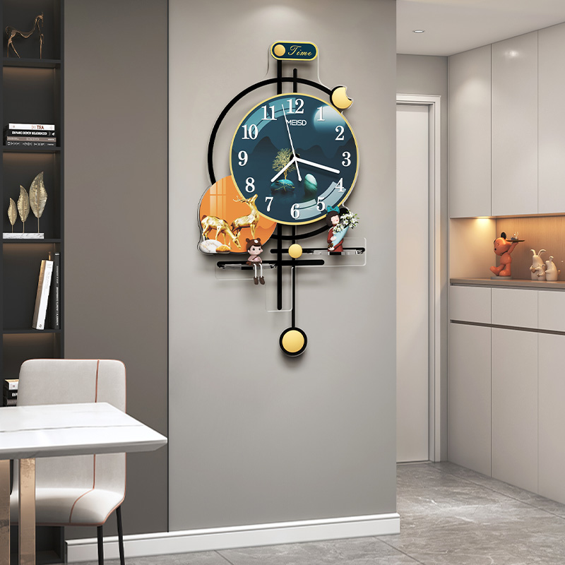 美世达时钟挂墙家用2025最新款电视背景墙静音钟表客厅家用挂钟