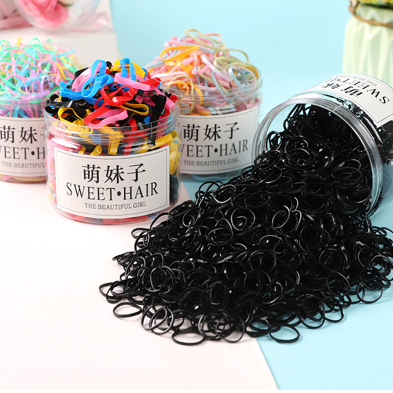 儿童一次性橡皮筋女童宝宝扎头发黑色小发圈不伤发彩色发饰头绳