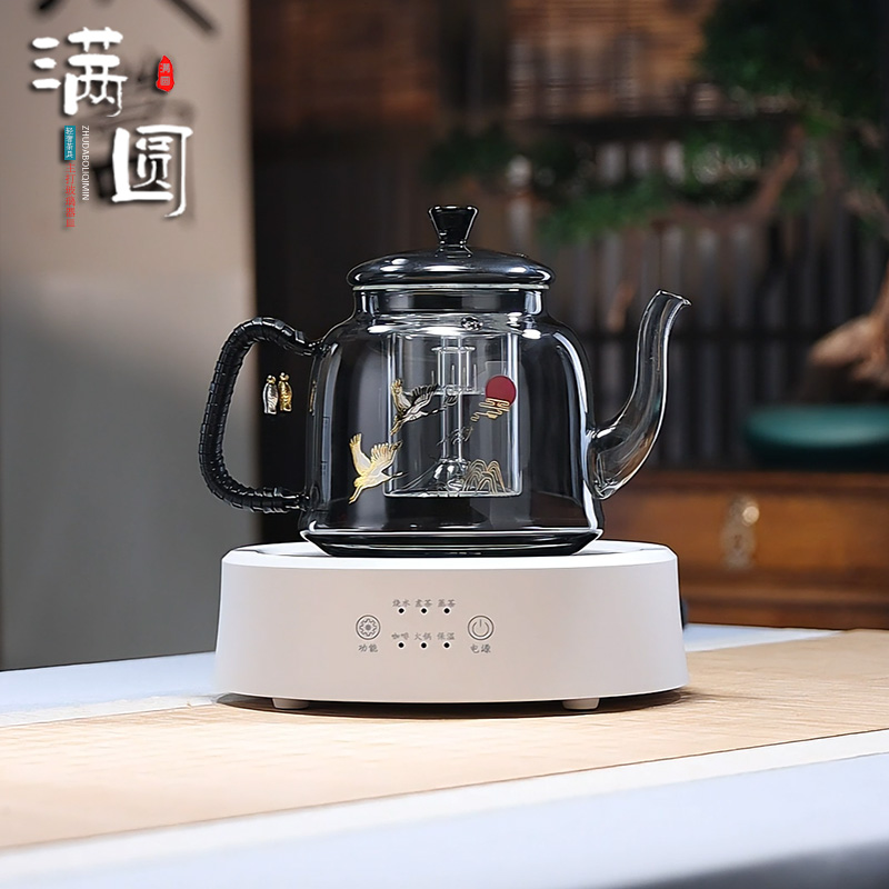轻奢耐热加厚玻璃康米电陶炉吊坠喷淋茶器高档家用台式小型萃茶器
