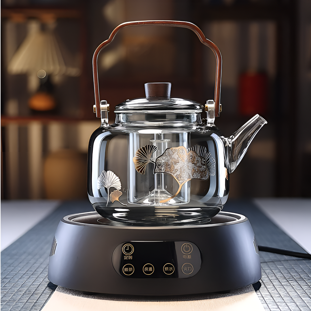 耐热玻璃印花木把提梁壶烧水壶家用小型电陶炉煮茶器大容量保温
