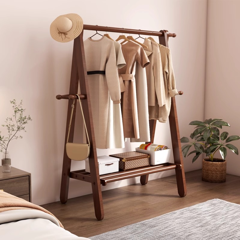实木衣架子落地式衣帽架出租屋衣服挂衣服架子卧室简易晾衣架置物