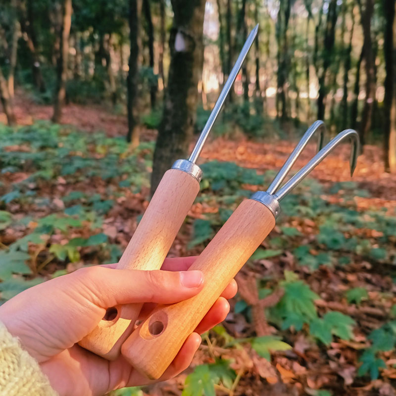 不锈钢一体耙子园艺松土小耙子实心多爪阳台种花盆景耙土工具