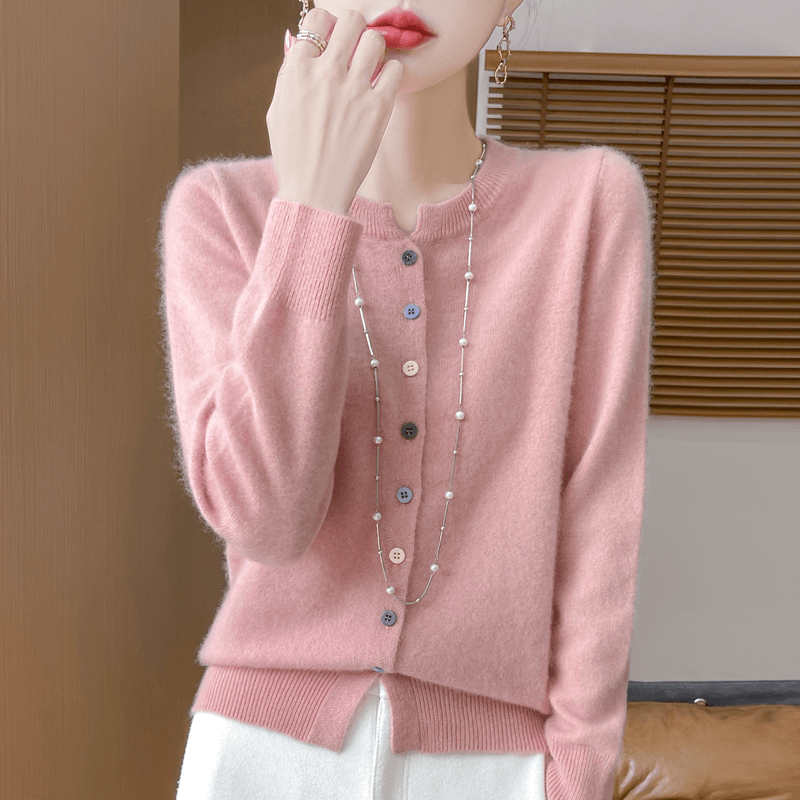 正品羊毛开衫外套女长袖开衫宽松时尚显瘦上衣外穿