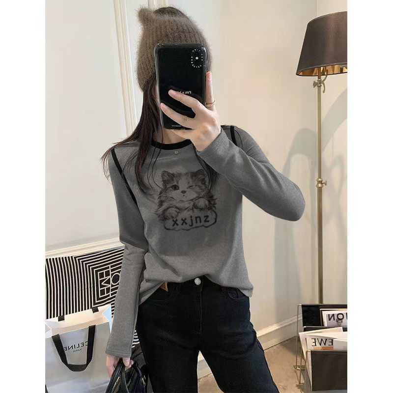 秋冬大码胖mm双面德绒保暖长袖T恤女士纯欲风辣妹修身显瘦打底衫