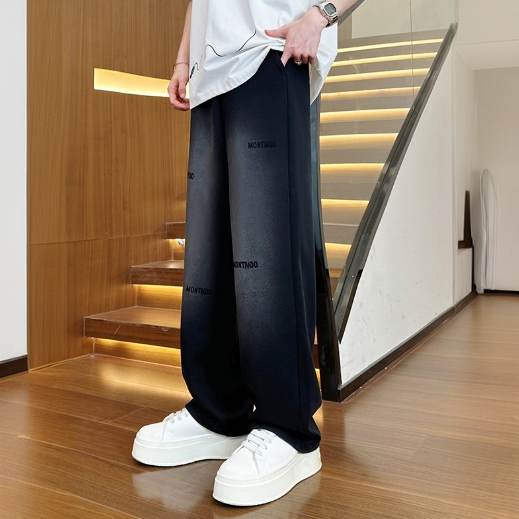 原版渐变裤子男生秋季2024新款潮流运动裤宽松直筒高级感休闲裤