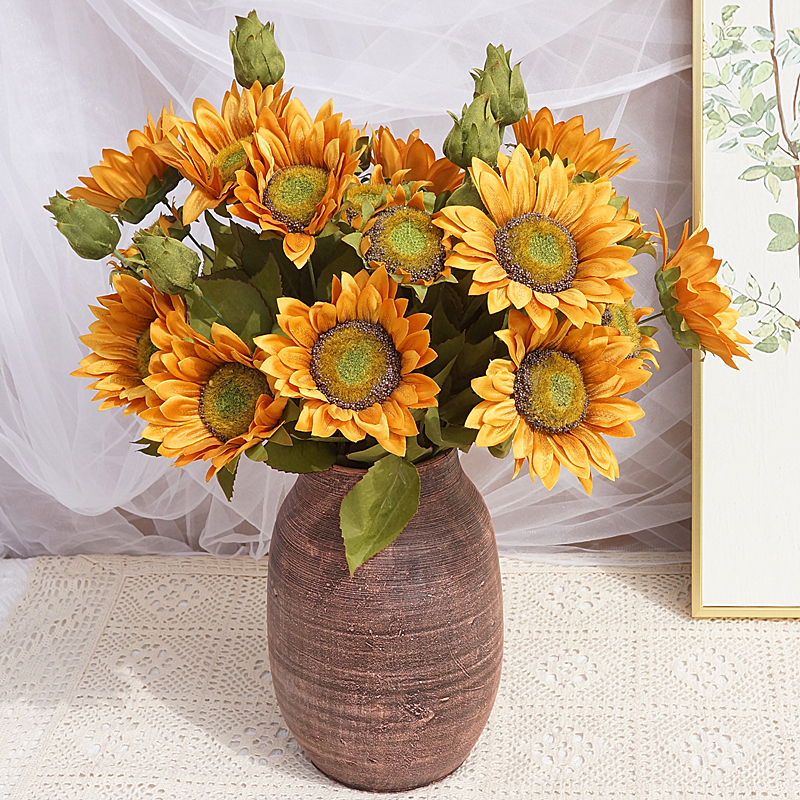 【花间拾彩】大花欧式油画向日葵太阳花仿真花假花家居客厅餐厅装饰
