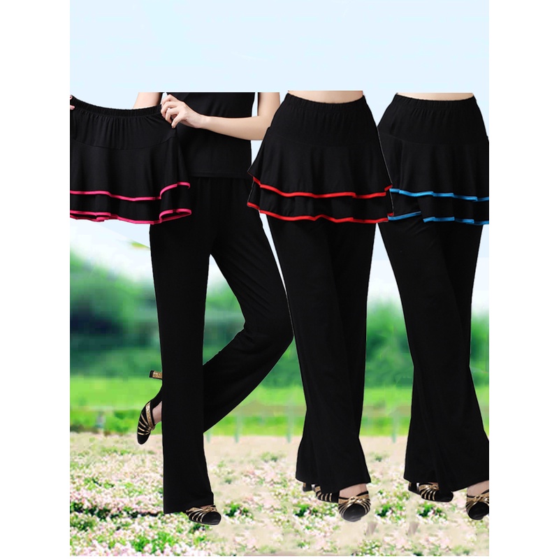 广场舞服装新款莫代尔跳舞裤裙裤拉丁舞裤舞蹈穿的裤裙长裤裤子女