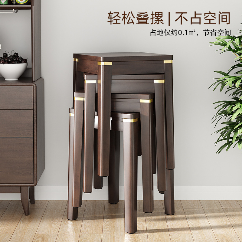 实木凳子可叠放中式客厅家用方凳木凳大人结实网红原木凳椅子餐凳