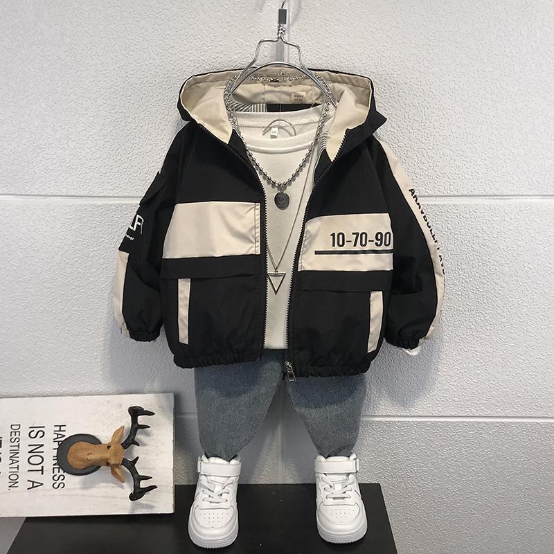 【现货】男童外套2025冬款洋气拼色外套中大童连帽上衣秋冬款厚外套