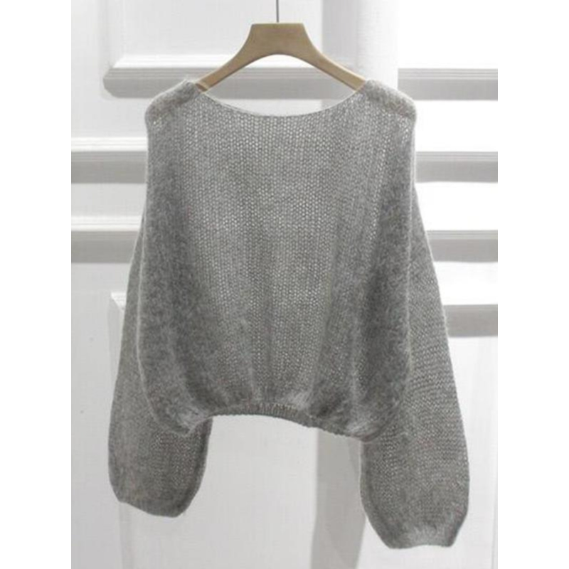 果断自留！恕推！松弛感满满灰色茧型高级软糯毛衣短款针织衫女上衣