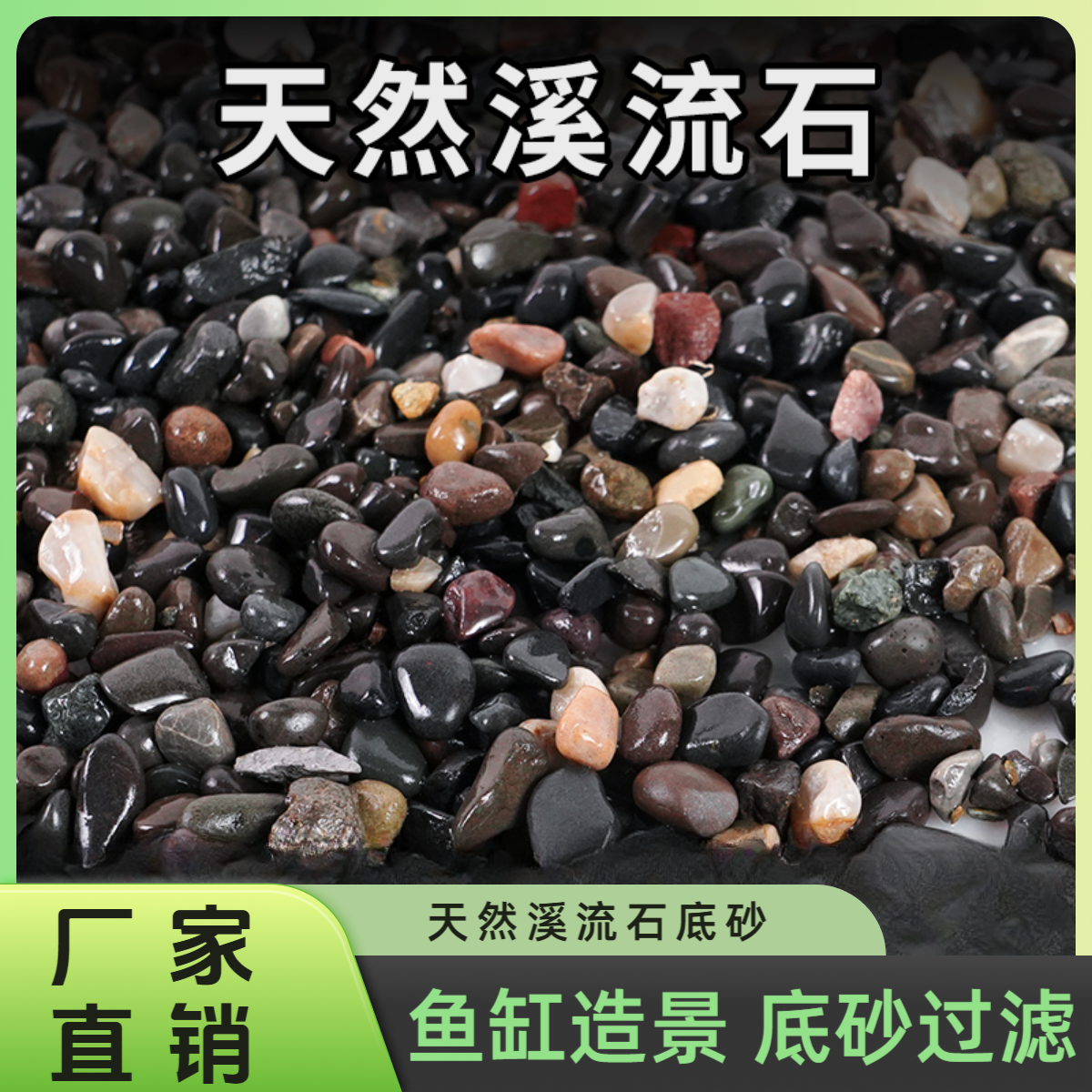 原生圆粒溪流石铺面石鹅卵石古法养鱼底砂鱼缸石造景装饰石头子