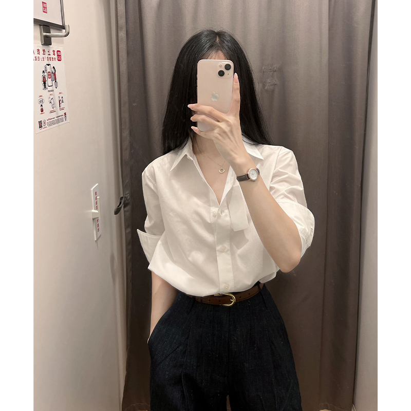 2025年春秋新款女装法式Polo领宽松显瘦气质上衣衬衣百搭时尚衬衫