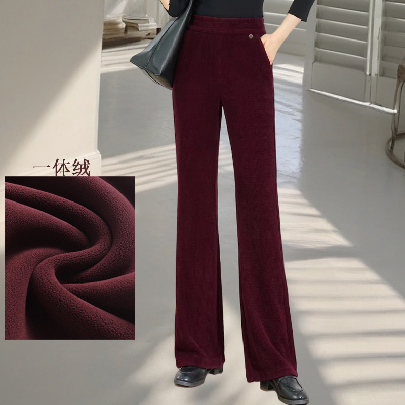 冬季加绒加厚微喇裤时尚妈妈裤显瘦长裤宽松休闲裤中老年女裤棉裤