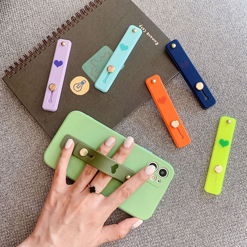 糖果色推拉式手机支架桌面支架腕带指环扣支撑架懒人粘贴背贴