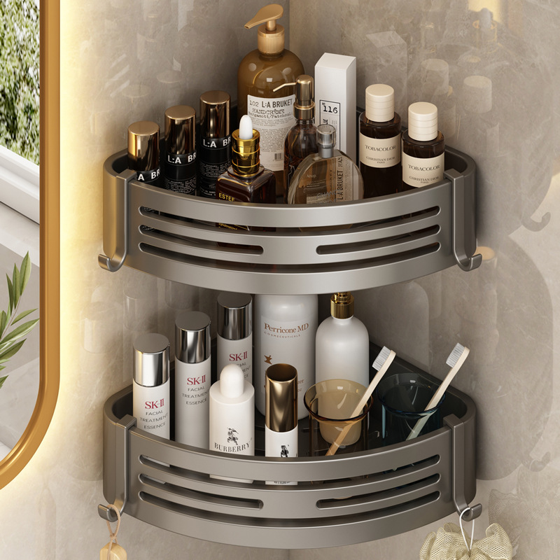 免打孔卫生间加深三角置物架浴室壁挂式转角架厕所收纳架大容量