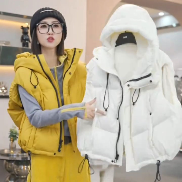 2025秋冬季新款连帽百搭马甲女外穿时尚加厚小个子坎肩背心外套潮