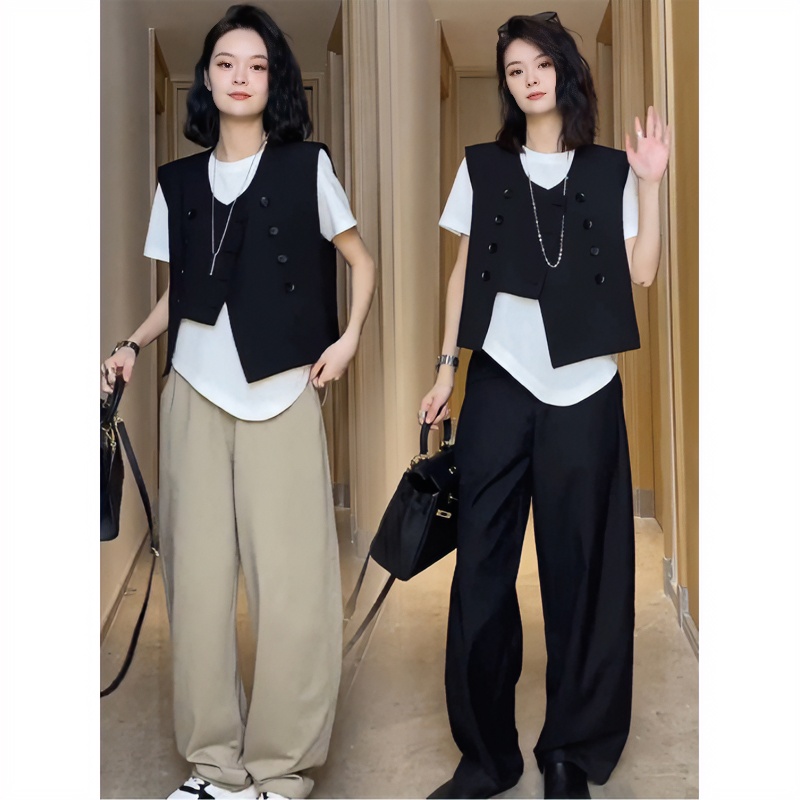 双排扣下摆不规则时尚休闲西装时尚设计感纯色气质欧洲站圆领马甲