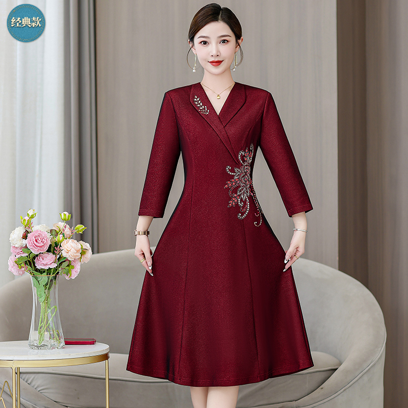 婚礼婚宴礼服新款高贵连衣裙秋修身高档高端女款显瘦气质长袖长裙