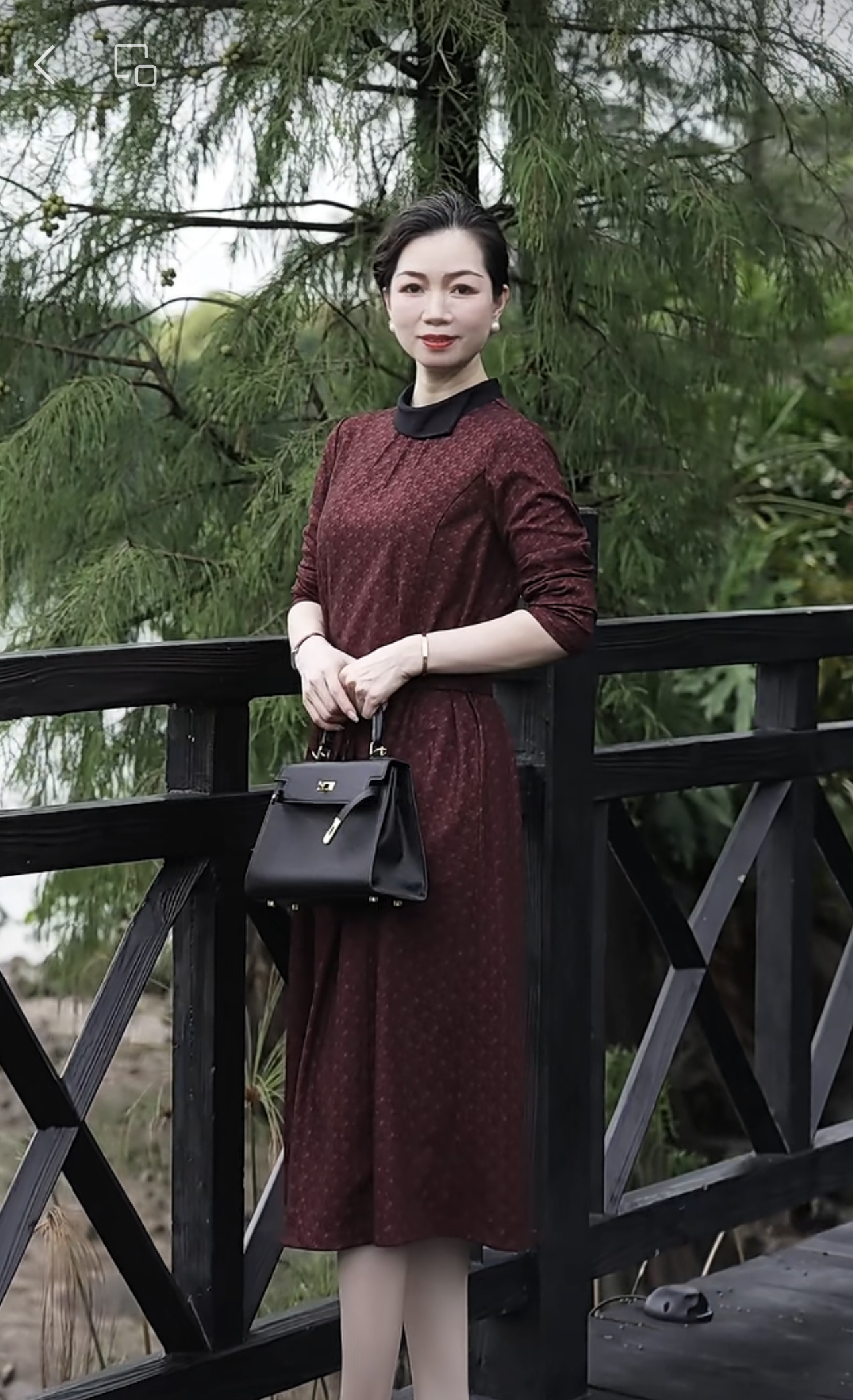 【诗千逸定制-千红】2025秋冬保暖气质百搭复古打底长袖连衣裙A1358