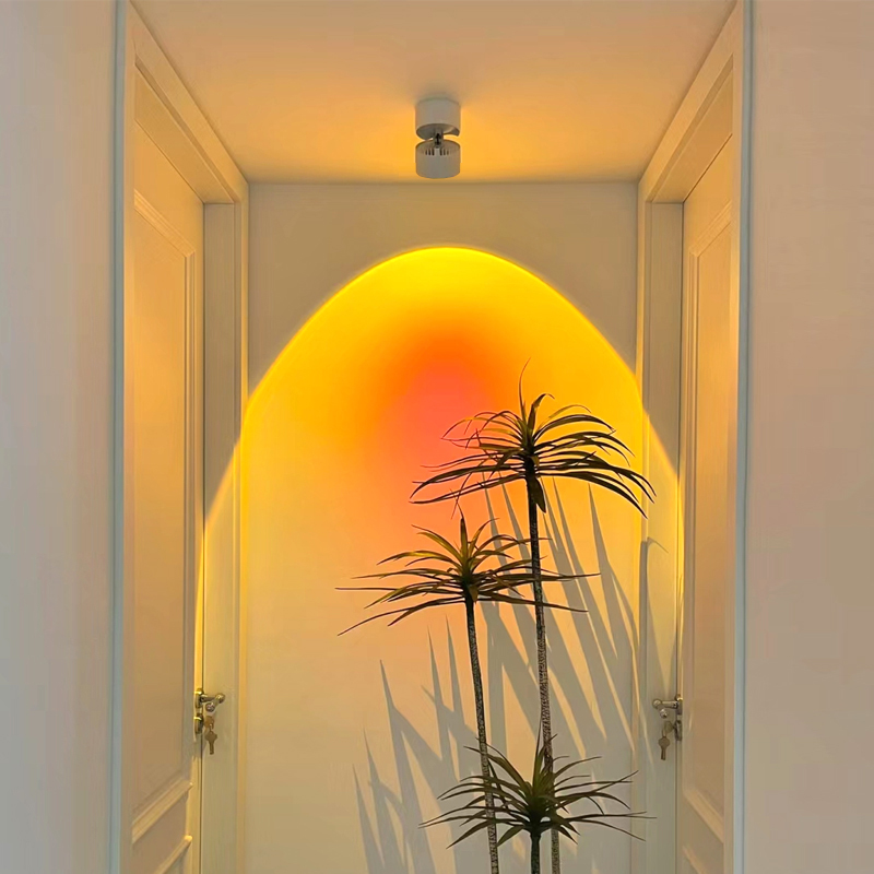 日不落射灯可调角度走廊客厅壁画装饰氛围落日夕阳红射灯玄关照明