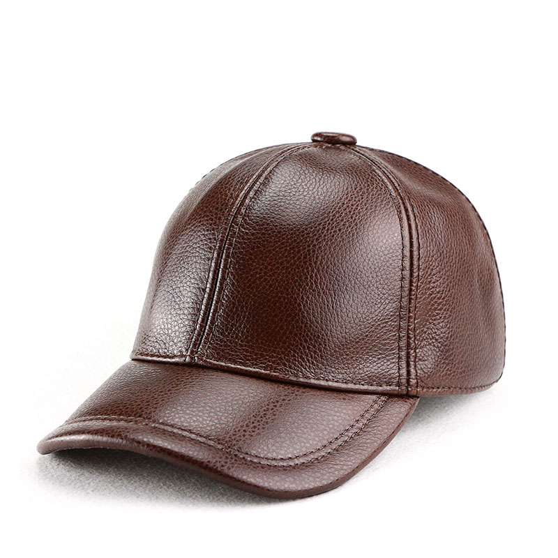 春秋冬真皮帽子牛皮男士棒球帽中老年人休闲保暖帽青年薄款单帽潮