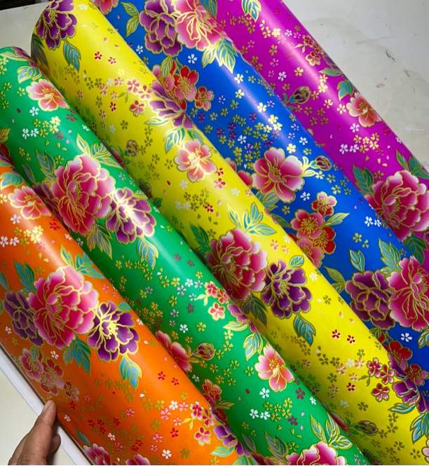 蜡光纸七彩五色纸花纸小牡丹款75*50（无➕号纯手工）彩色烫金