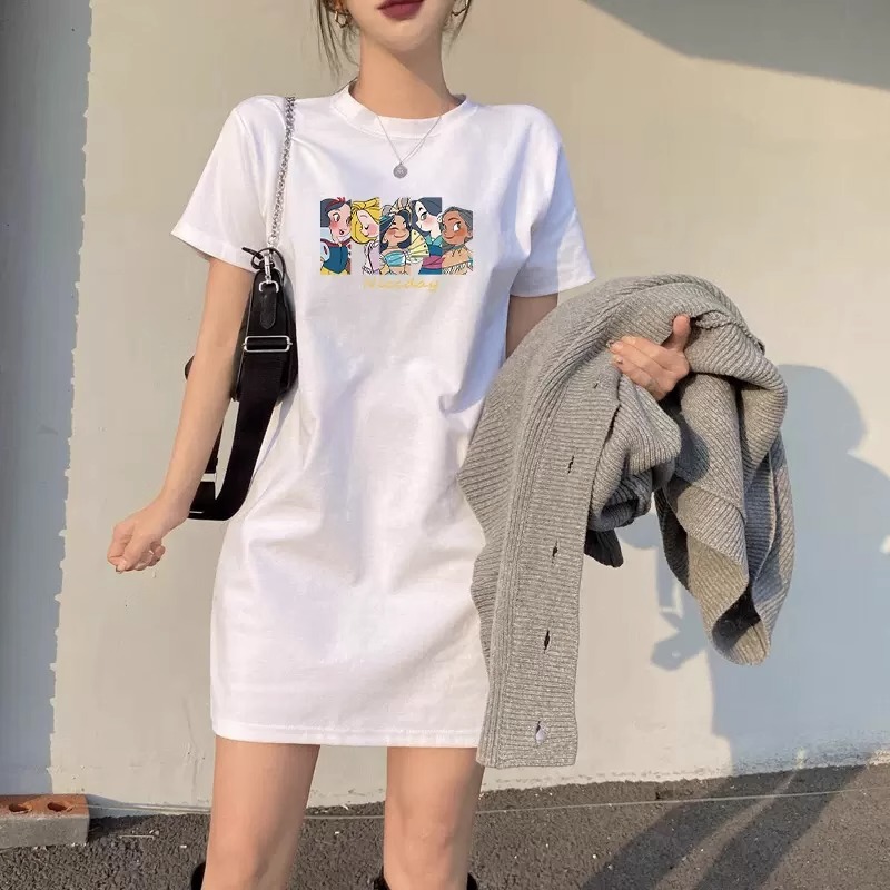 纯棉睡裙女夏季新款2025韩版圆领短袖中长款遮臀睡裙可外穿家居服