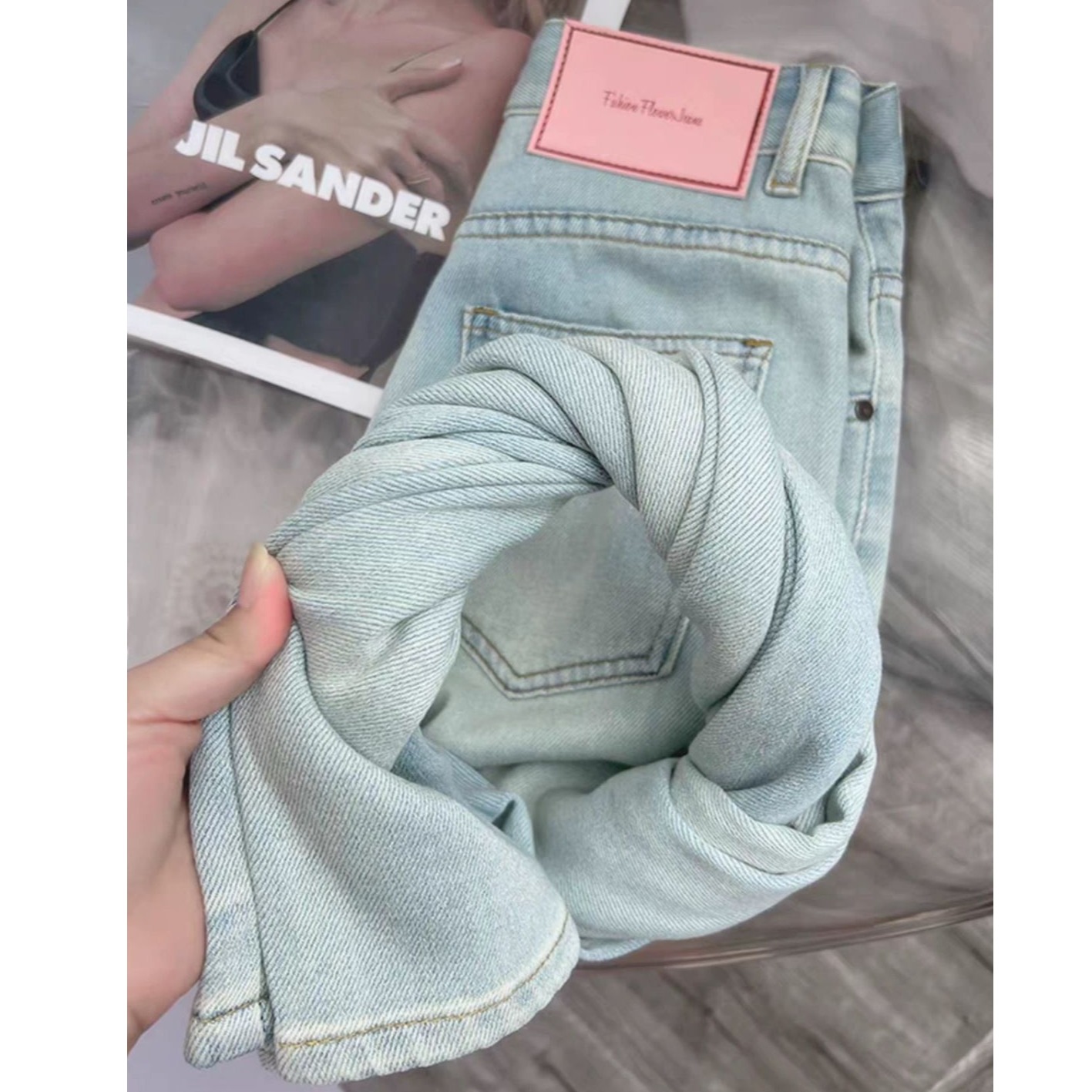 莱赛尔阔腿牛仔裤女夏季薄款2025年新款高腰宽松垂感窄版直筒裤子