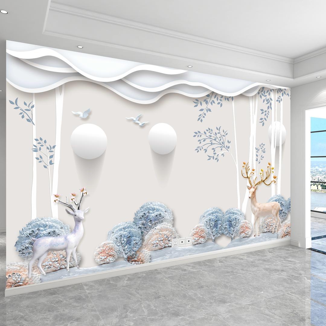 定制无缝环保家用墙布装饰墙画直播3d立体壁纸电视背景墙新款壁画