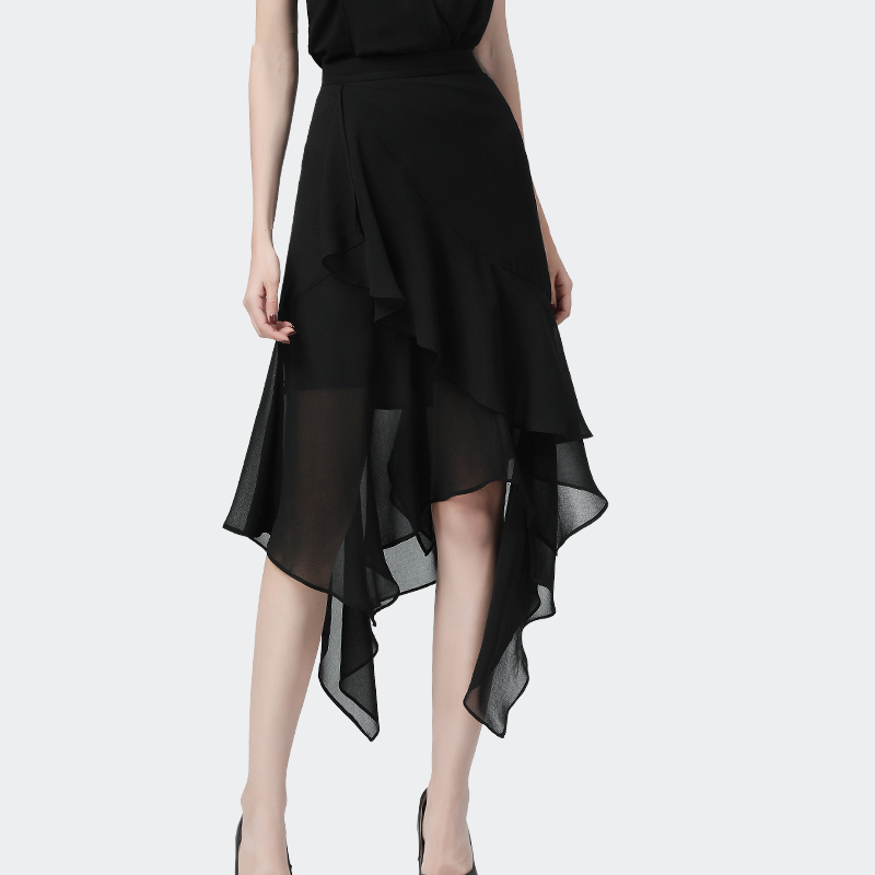 不规则垂坠感半身长裙女夏季显瘦高腰显瘦垂感度假风纱裙