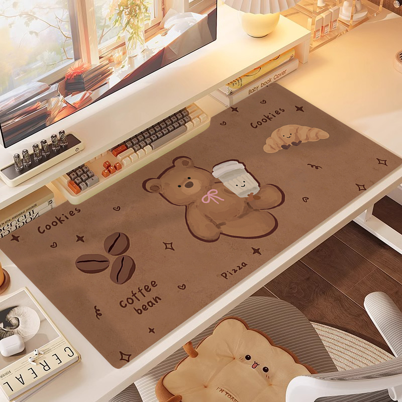 秋冬小熊鼠标垫超大巴塞罗熊办公桌垫美拉德电脑垫宿舍桌布女卡通