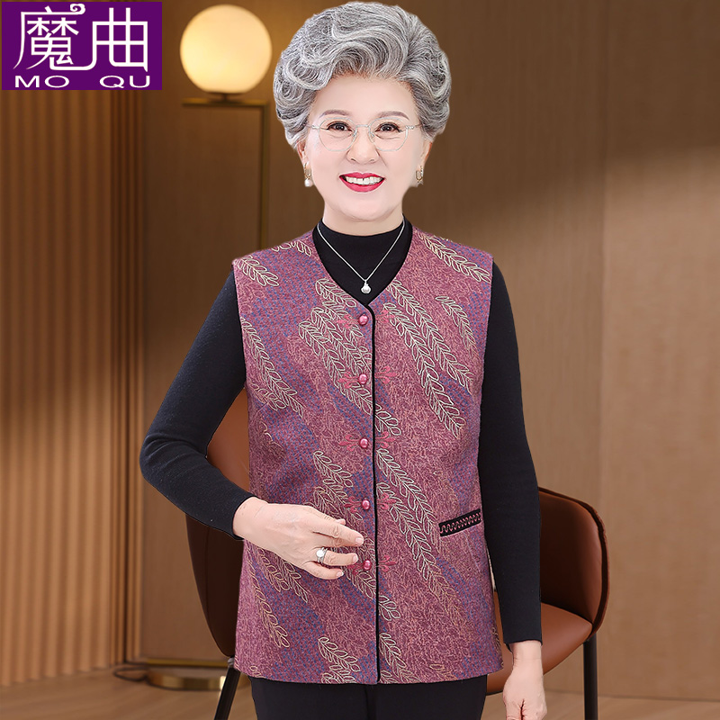 中老年奶奶春装马甲背心外套妈妈大码坎肩老人衣服春秋太太上衣