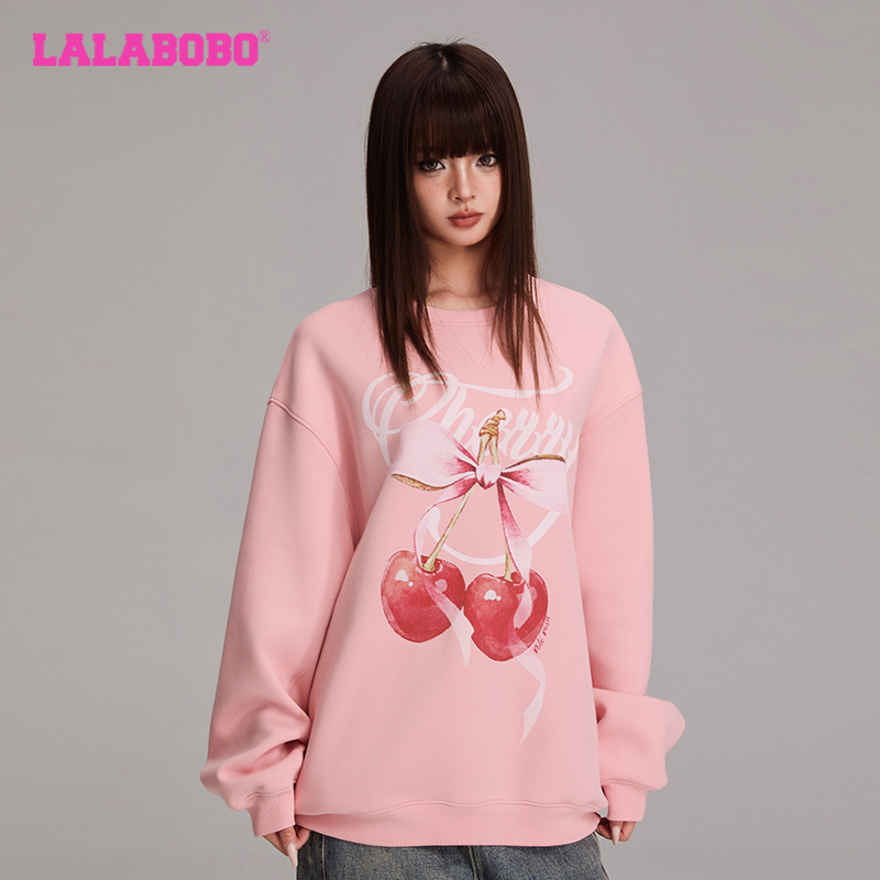 LALABOBO圆领宽松卫衣休闲显瘦百搭上衣RBDC-TS15