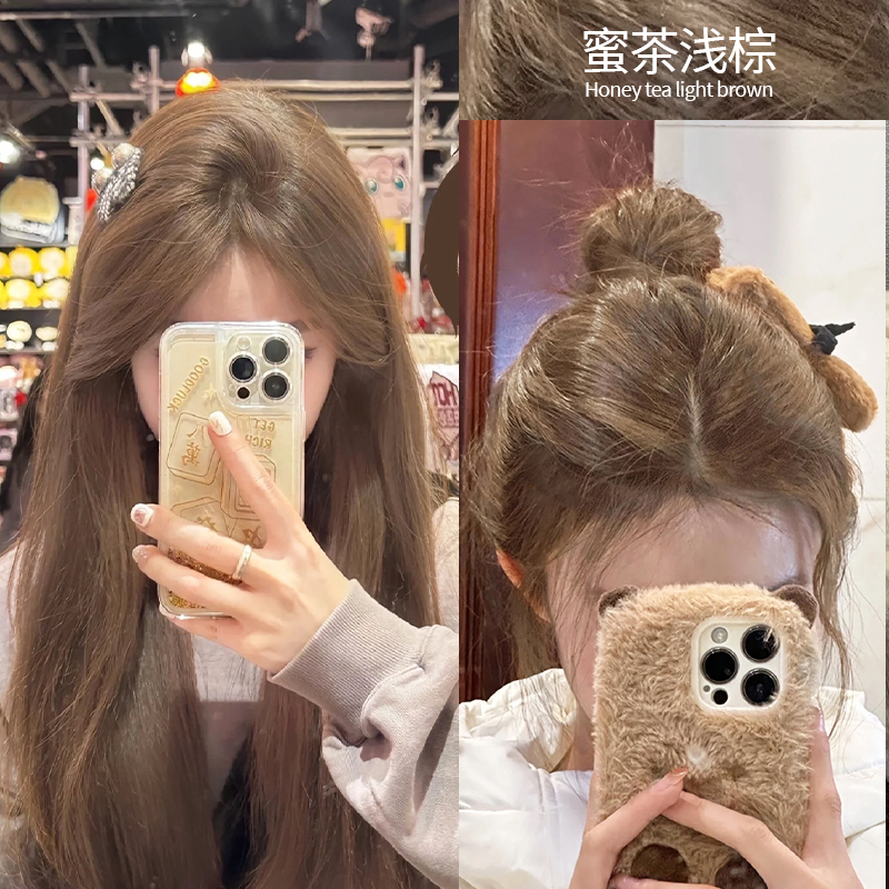 【买一送一】蜜茶浅棕色染发膏纯植物纯天然遮白发不刺激显白流行女