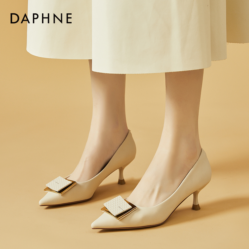 达芙妮高跟鞋女鞋子细跟尖头2025年新款秋季气质女士皮鞋夏季单鞋