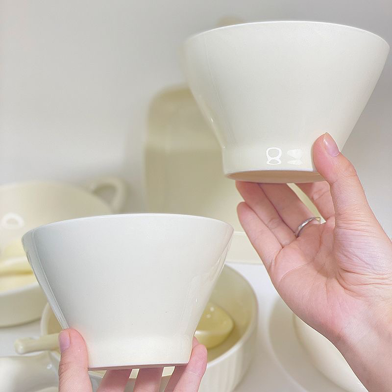 奶fufu斗笠陶瓷碗釉下彩高温瓷奶油风ins高颜值商用一人食饭碗