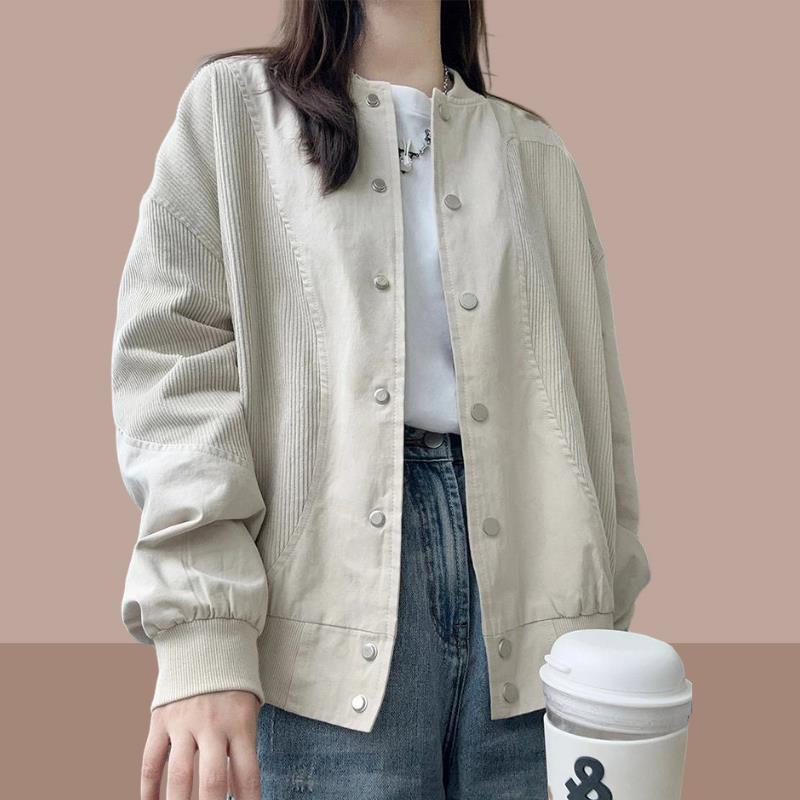 初秋穿搭韩系外套2025新款今年流行爆款女士休闲百搭灯芯绒棒球服