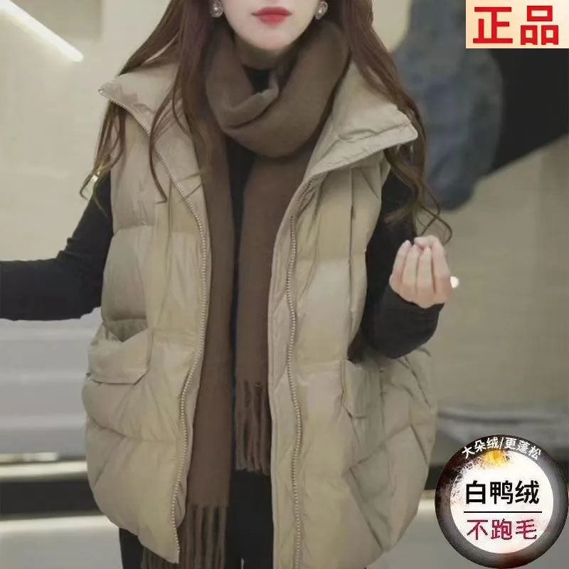 秋冬羽绒马甲女短款新款轻薄休闲坎肩背心外穿韩版宽松鸭绒马甲潮