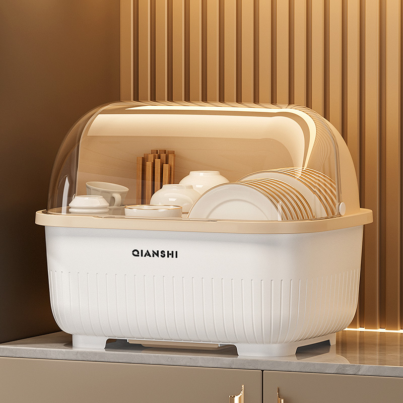碗筷收纳盒装盘放碗碟沥水架厨房带盖多功能置物架子防尘餐具碗柜