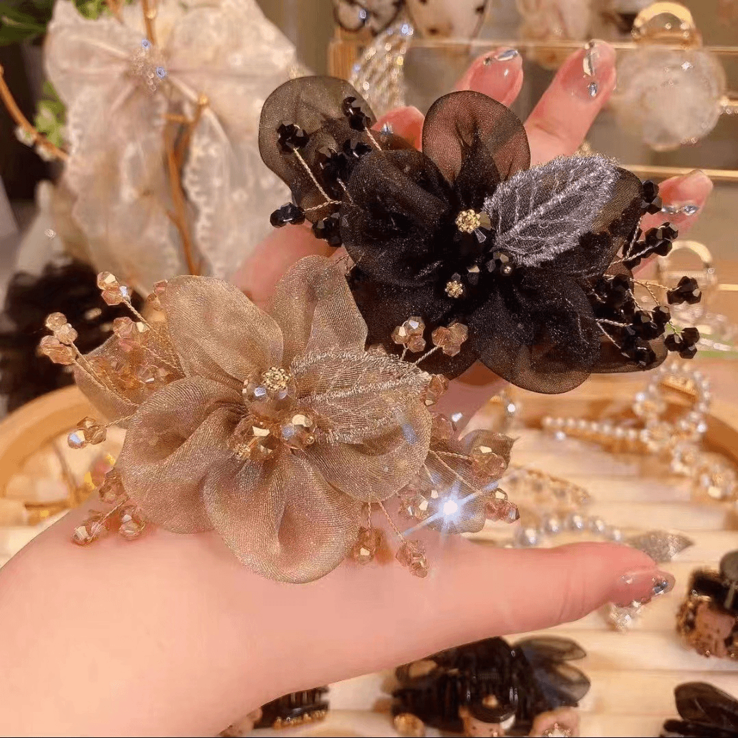 满天星欧根纱大肠发圈女高级感发绳盘发丸子头花头饰优雅时尚简约