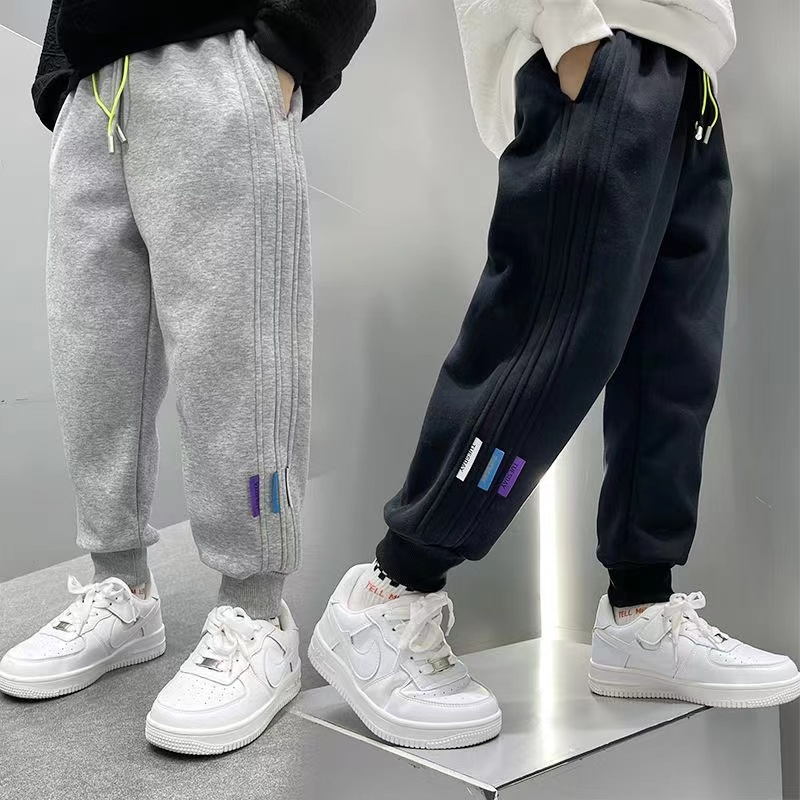 儿童春秋裤子男童运动裤加厚中大童长裤男裤休闲裤秋冬款加绒裤子