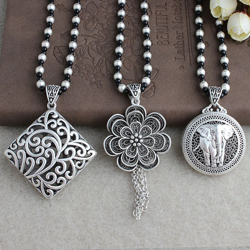 单语热卖项链爆款民族风大四方来财长款毛衣链吊坠挂件时尚潮饰