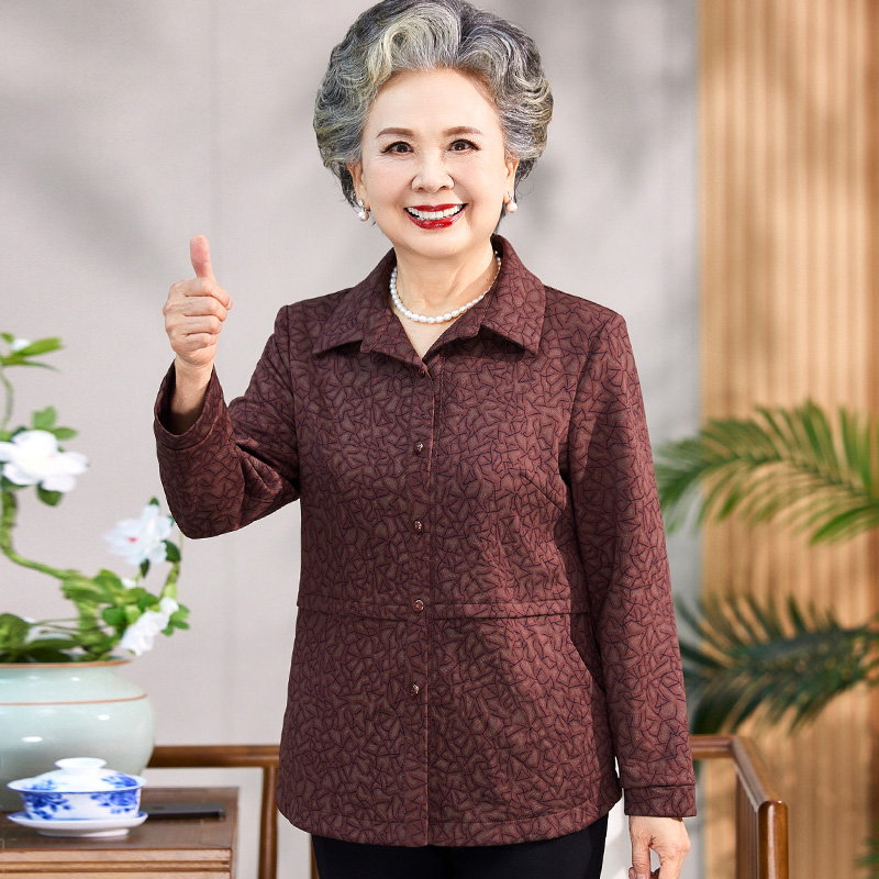 中老年妈妈春装长袖衬衫上衣2025新款奶奶春秋天宽松衬衣薄外套女