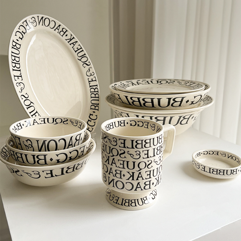 态生活ins法式英文陶瓷餐具西餐牛排盘汤碗米饭碗面碗家用菜盘子