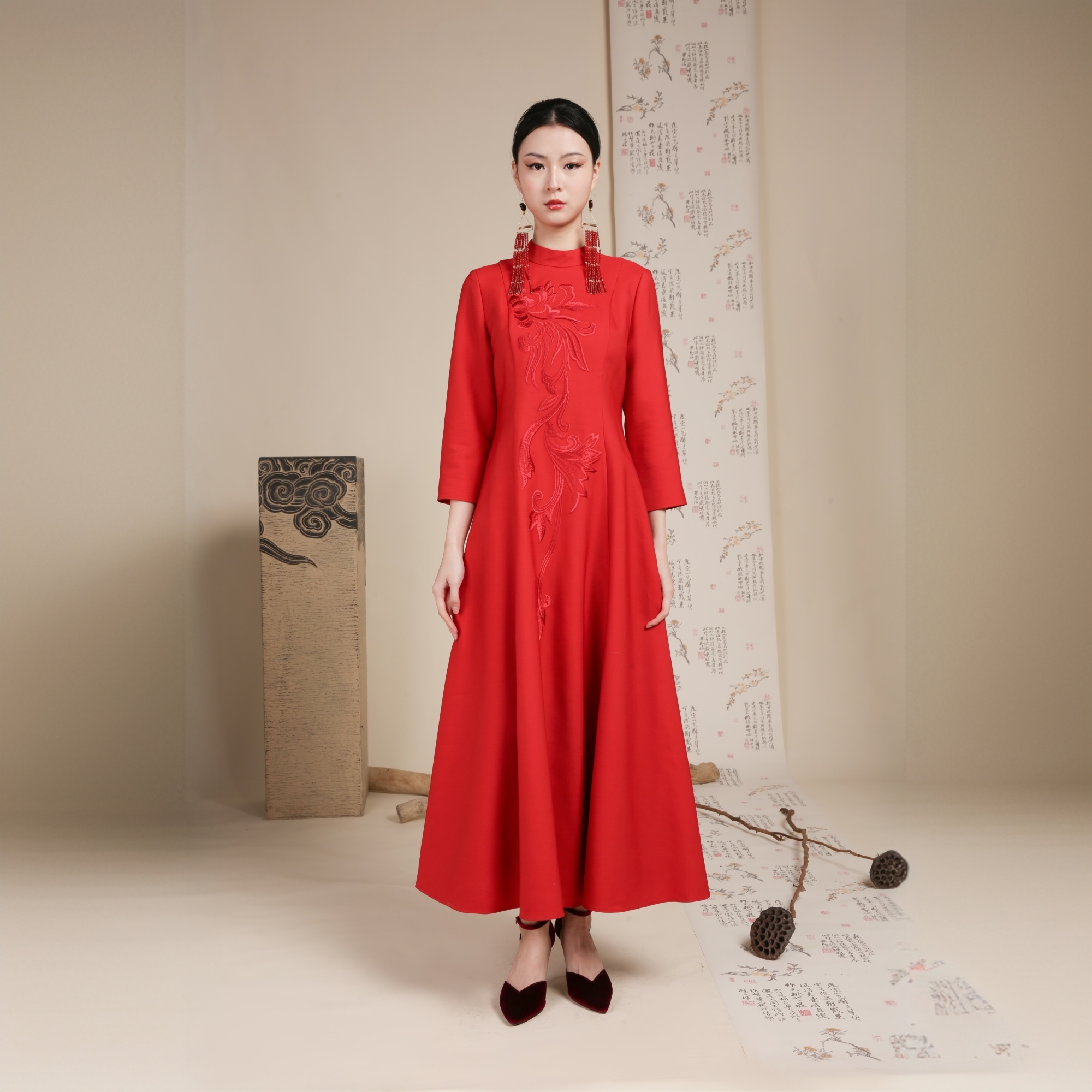 JIXIANGYIJIA/吉祥衣家照新妆 连衣裙新中式国风女装 99433283D