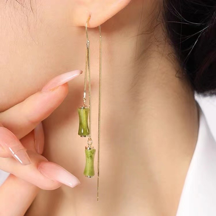 铜合金耳饰 国风气质流苏竹节耳饰耳坠