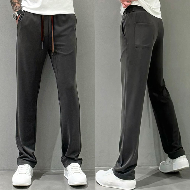 秋冬新款美式高街简约纯色阔腿休闲裤男士欧货宽松直筒运动卫裤男