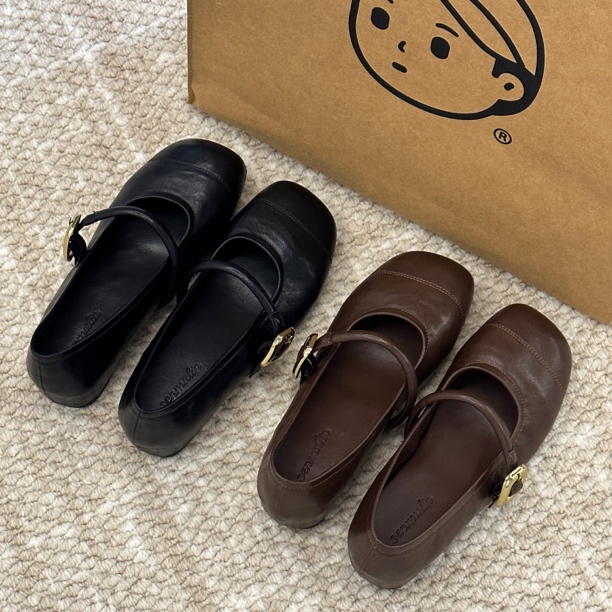 晚睡兰·4cm内增高尖头法式复古玛丽珍鞋女百搭平底单鞋小皮鞋